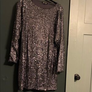 Steve Madden Shimmering Silver Sequin Top